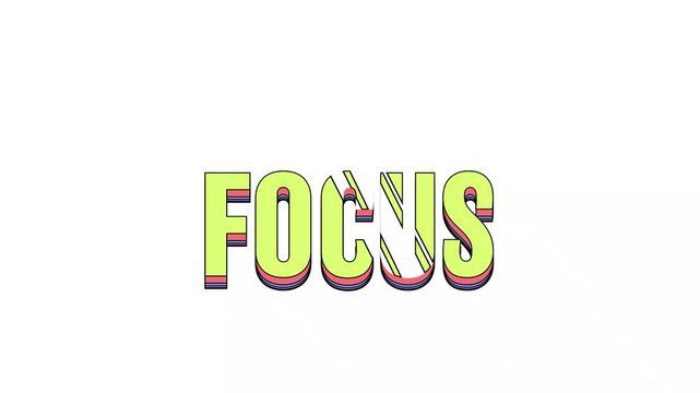 Glowing neon green focus text with rainbow effect on white background animation 4k stock video