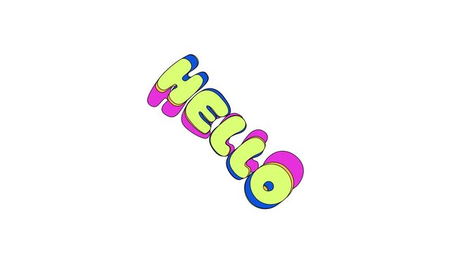 Colorful hello text with striped effect isolated on white background animation 4k stock video