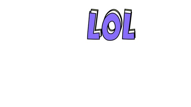 Colorful 3d lol text with purple letters and white background animation 4k stock video