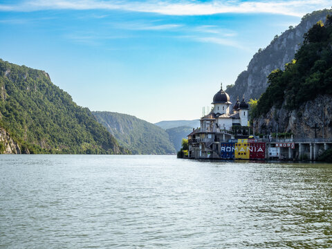 Mraconia Monastery in the Danube river, Romania