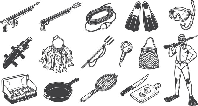 Spear Fishing and Cook Equipment