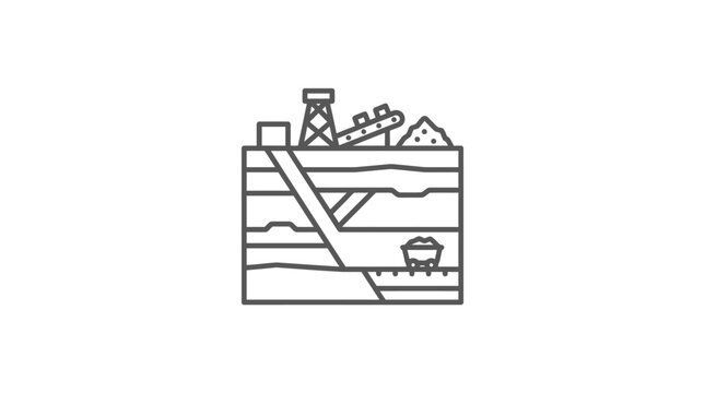 Underground mine shaft diagram showing elevator and ore cart.