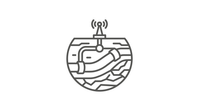 Underground pipe drilling with surface telemetry signal icon.