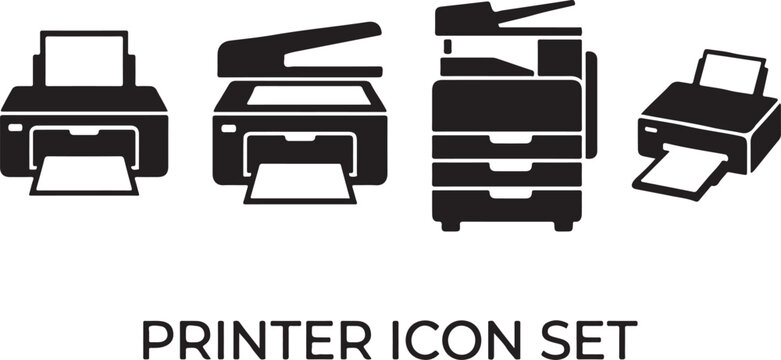 Black printer icons set