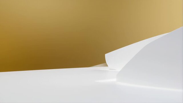 Paper Planes on Minimalist White and Gold Background with Soft Shadows, Geometric Abstract Architecture for Modern Design
