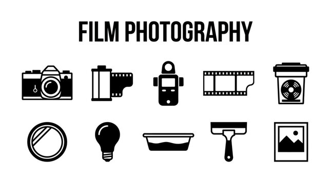 Film photography icons and symbols.