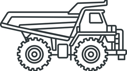 Heavy duty mining dump truck line art icon. © salma