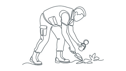 Obraz premium Man gardening with pruning shears outdoors.