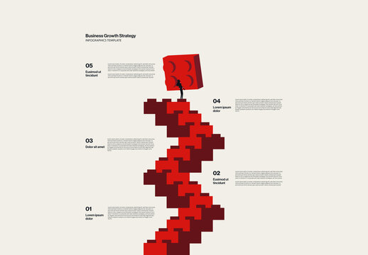 Building Blocks ZigZag Staircase Infographic Template