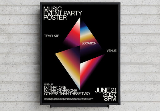 Music Festival Event Summer Party Poster Template with Broken Diamond Gradient Shape