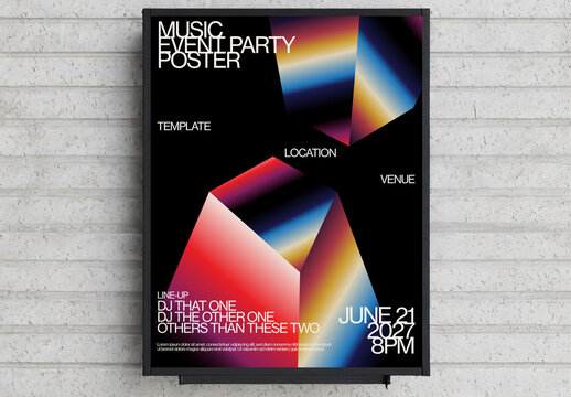 Music Festival Event Summer Party Poster Template with Abstract Gradient Shapes
