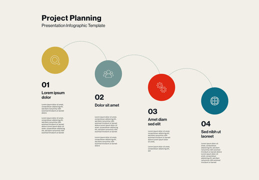 Project Planning and Steps Infographic Presentation Template with Icons