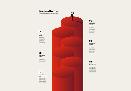 Business Overview Infographic Template with Cylinder Staircase