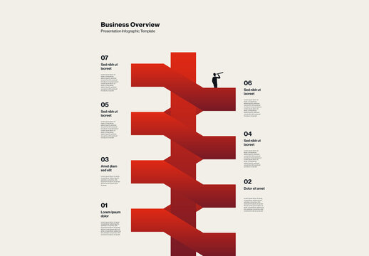 Business Overview Infographic Template with Staircase Illustration