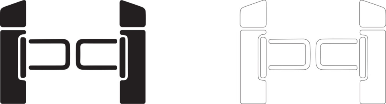 Electronic turnstile vector icon, automatic access control gate symbol, transit security and smart ticketing barrier.