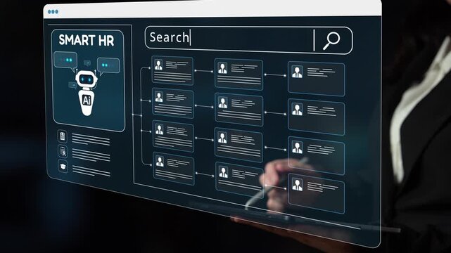 Smart HR system using AI and digital platforms for efficient recruitment, talent analytics, employee engagement, and workforce management in modern organizations. Muxer