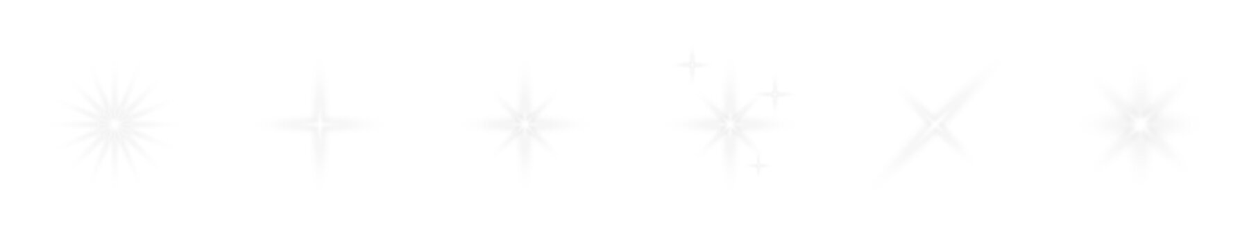 White glowing sparkle star particles light lens flare effect with bright glittering shine stars bokeh  overlay on transparent background for Christmas holiday party design effects