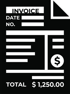 Invoice document with lines for items date number and total amount payable with dollar sign vector art.