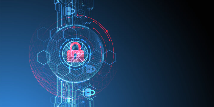 Data security Illustrates cyber data or information privacy idea. Color abstract  technology background.
