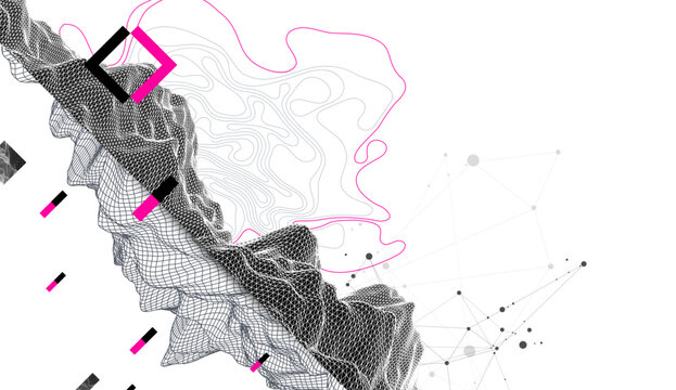 Abstract art wireframe background. Modern science or technology art elements. Surface illustration.