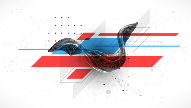 Modern abstract wave art background is made in a frame style. Template for science and technology presentation. Vector.