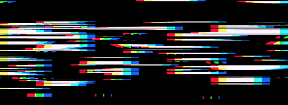 Noise and glitch effects on vintage tv screen with retro 80s. Font and pixel pattern overlay of vhs lines through digital texture. Game background and design glitching effect on camera feed.
