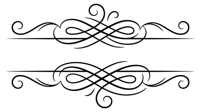 Vintage calligraphic dividers and ornate flourishes isolated on white background