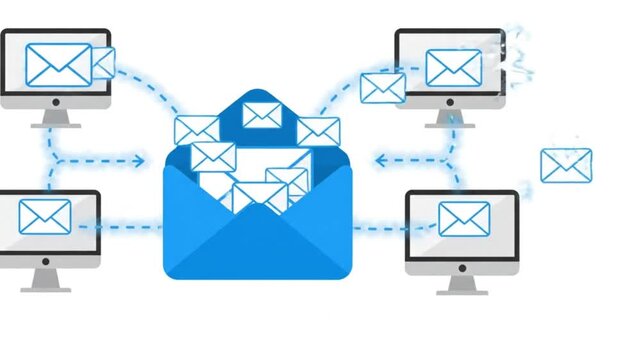 Digital Network Communication Flow Depicting Efficient Electronic Mail Distribution Between Multiple Interconnected Computer Workstations and Servers