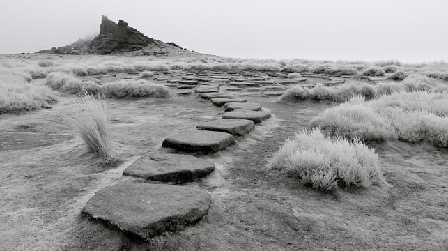 Infrared tonal image of a stone labyrint 2