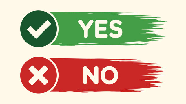 Yes or No brush lettering typography vector illustration with hand painted art stroke style for decision making, voting concepts, and creative graphic design projects