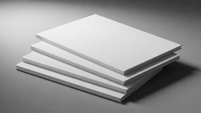 Stack of White Blank Books on Gray Background