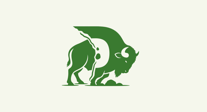 Green bison logo with circular emblem design.