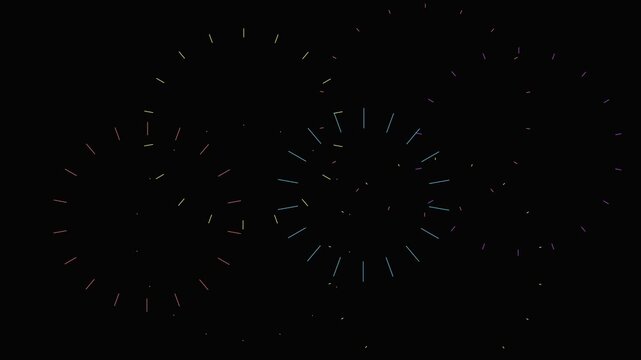 Colorful Circles bursting fireworks explosion line shape blast, night Skye firework blast, line blast Circle bursting Highlight Motion graphics