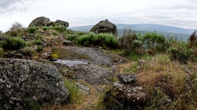 Boulders in Castro de Santiago archaeological site, parish of Figueir&oacute; da Granja, Fornos de Algodres, district of Guarda, Portugal