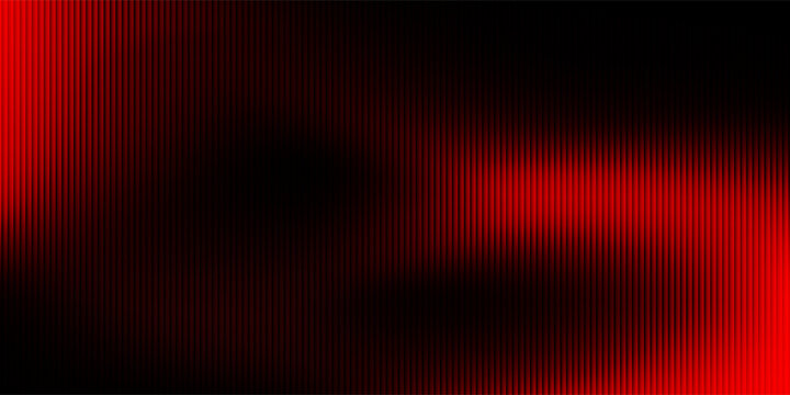 Abstract black background with glowing vertical red ribbed lines, creating a fractal glass effect, digital noise, or glitch. Editable vector illustration.