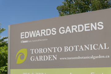 Fototapeta premium sign at Edwards Gardens / Toronto Botanical Garden 755 and 777 Lawrence Av E at Leslie St
