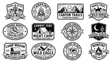 Fototapeta premium Premium logo collection features various camping and outdoor adventure emblems