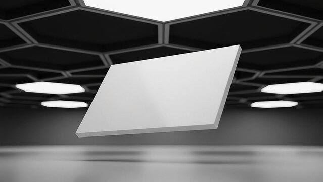 Modern Geometric Ceiling with Hexagonal Pattern and Lights