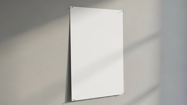 Blank Poster Pinned to Wall with Shadows
