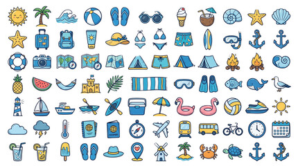 Set of 100 Summer Travel and Vacation Icons Vector © muhammad Salman