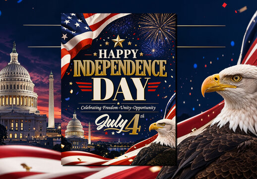 4th of July Happy Independence Day Flyer Layout