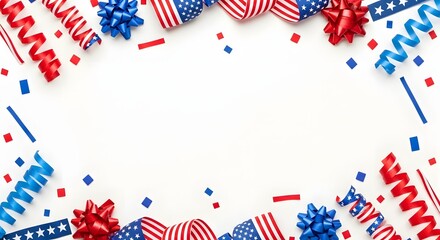 Fototapeta premium Labor day uas canada celebration festive patriotic decorations american canadian flags holiday border