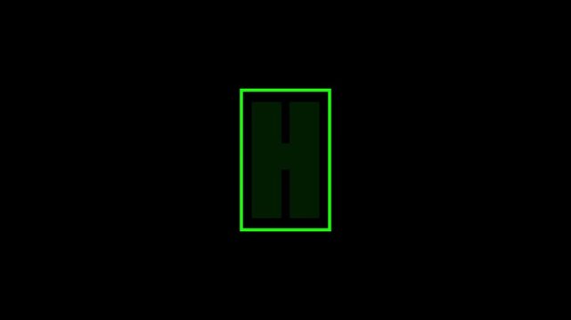 Green Letter H Typography on Black Background, Minimal Alphabet Design