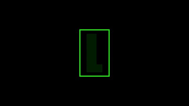 Green Letter L Typography on Black Background, Minimal Alphabet Design