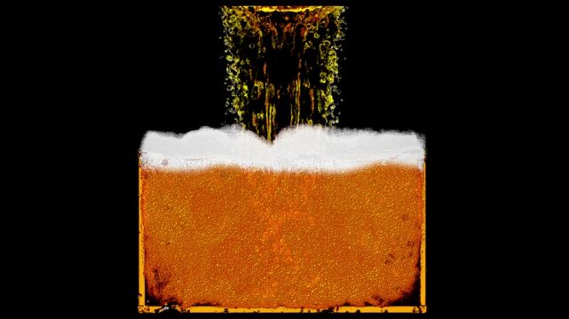 Beer with foam animation filling up the glass