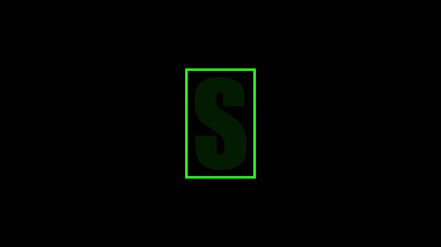 Green Letter S Typography on Black Background, Minimal Alphabet Design