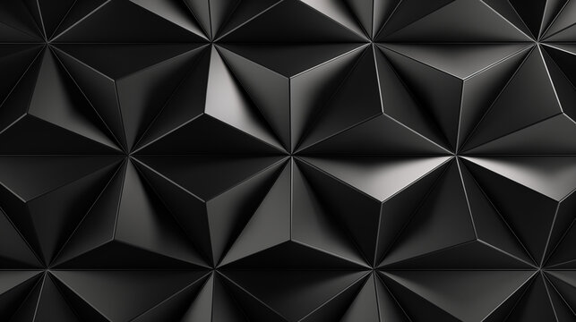 Black faceted geometric panels forming a seamless three dimensional metallic pattern