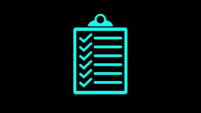 check list animated outline icon. Checklist line icon animation. document marking, mark icon. Animated of completed checklist with checkmark animation 4k