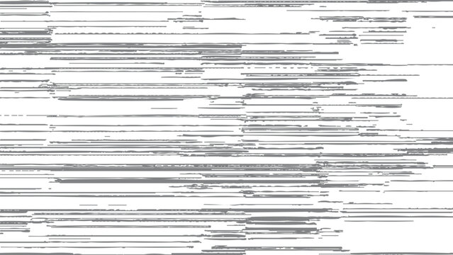 Glitchy distorted digital noise pattern with horizontal lines and white background