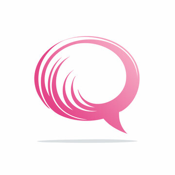 Pink abstract speech bubble logo with flowing lines